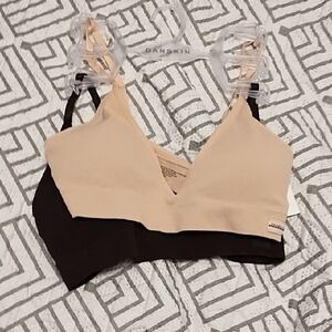 Danskin Black and Tan Wireless Bra with Adjustable Straps